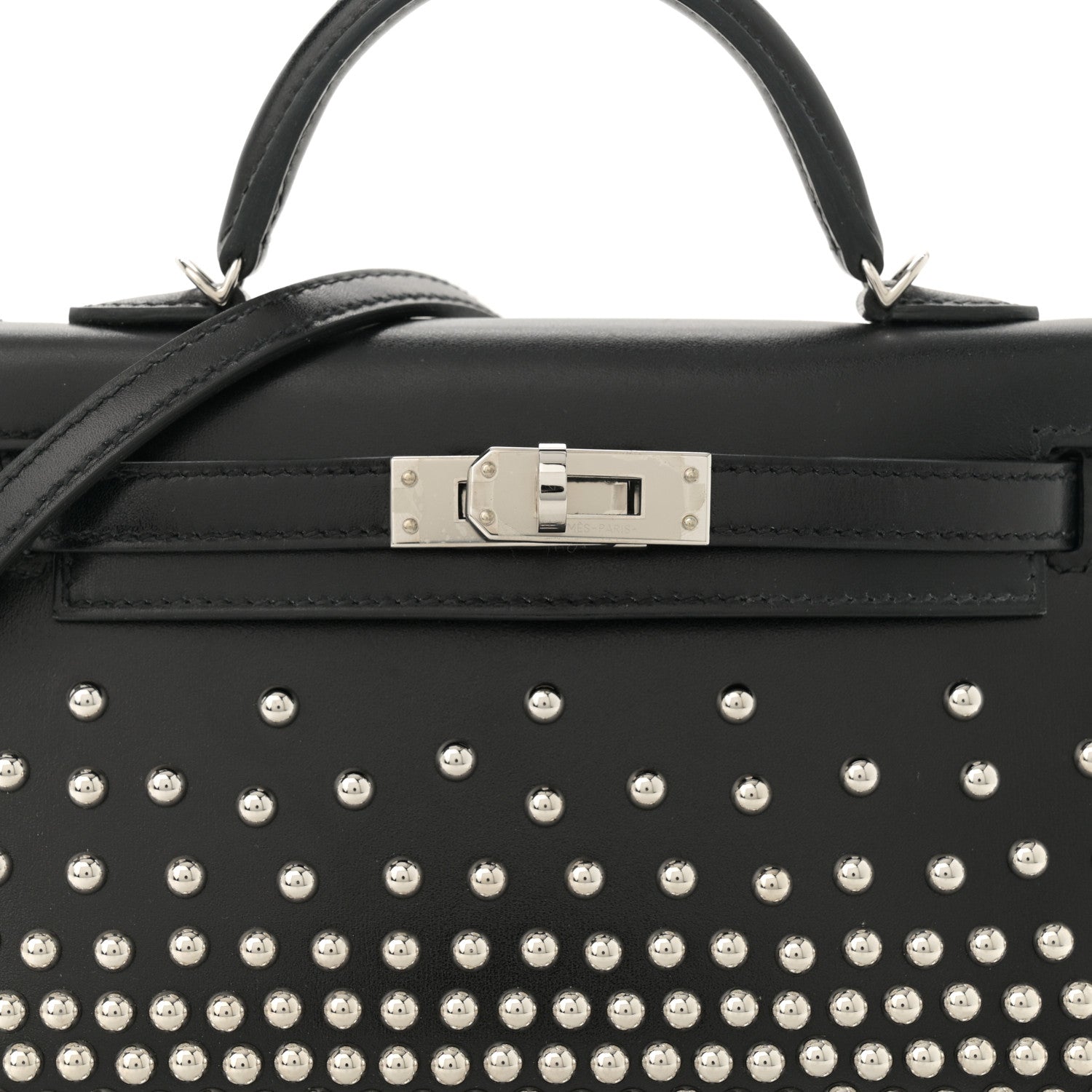 Hermes Box Studded Clouté Mini Kelly Sellier 20 Black 8 of 11