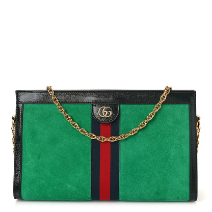 Gucci Suede Patent Web Medium Ophidia Chain Shoulder Bag New Shamarock Black 1 of 13