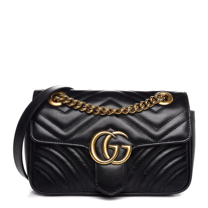 Gucci Calfskin Matelasse Mini GG Marmont Shoulder Bag Black 1 of 7