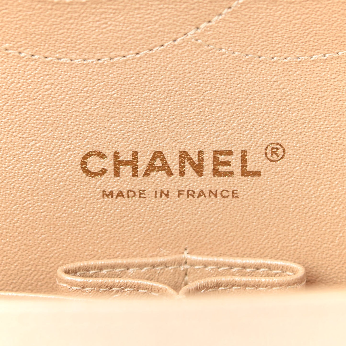 Iridescent Caviar Quilted Jumbo Double Flap Beige