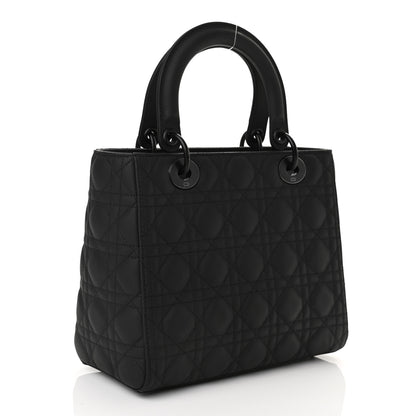Christian Dior Ultra Matte Calfskin Cannage Medium Lady Dior Black 3 of 9