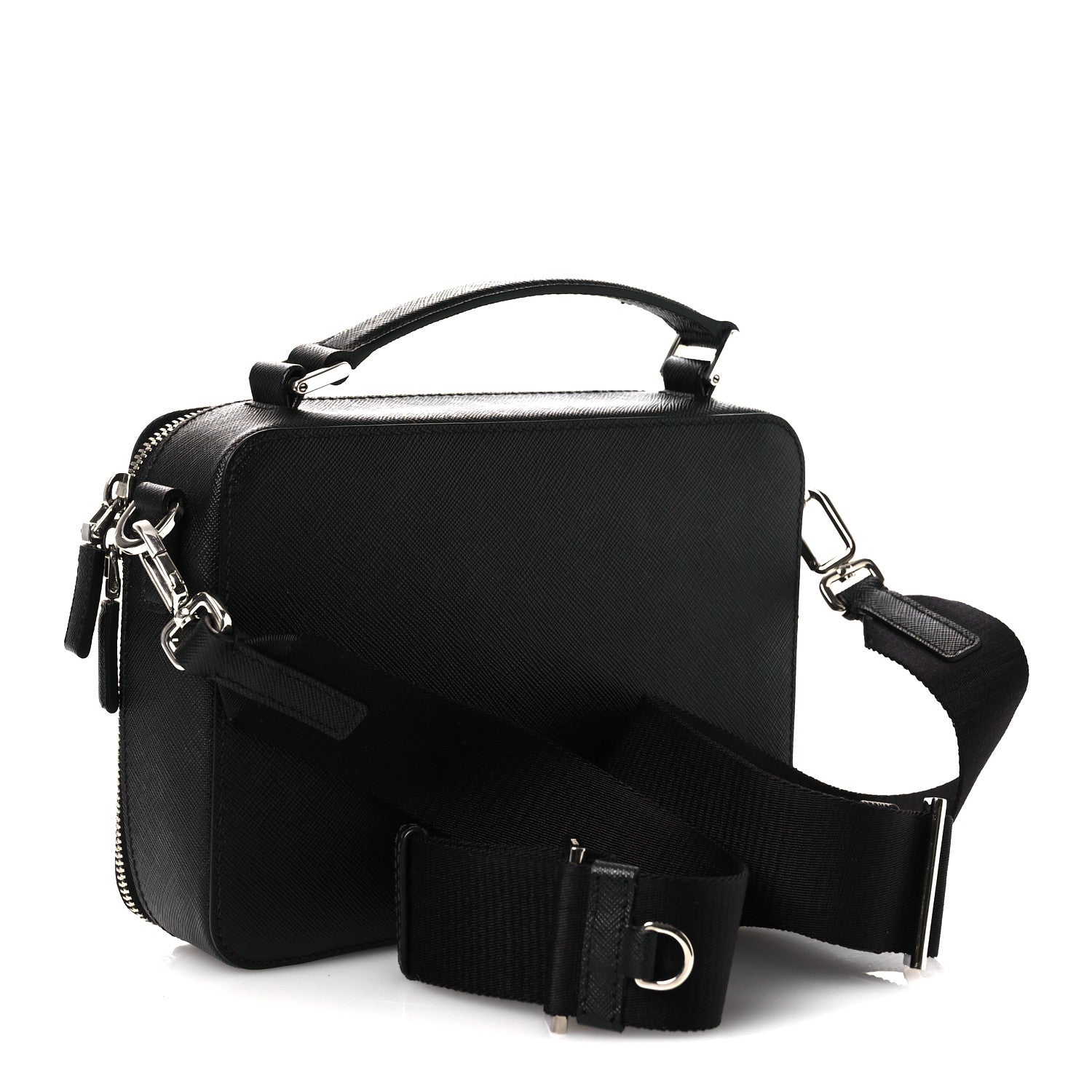 Prada Saffiano Travel Medium Brique Crossbody Bag Black 1818011