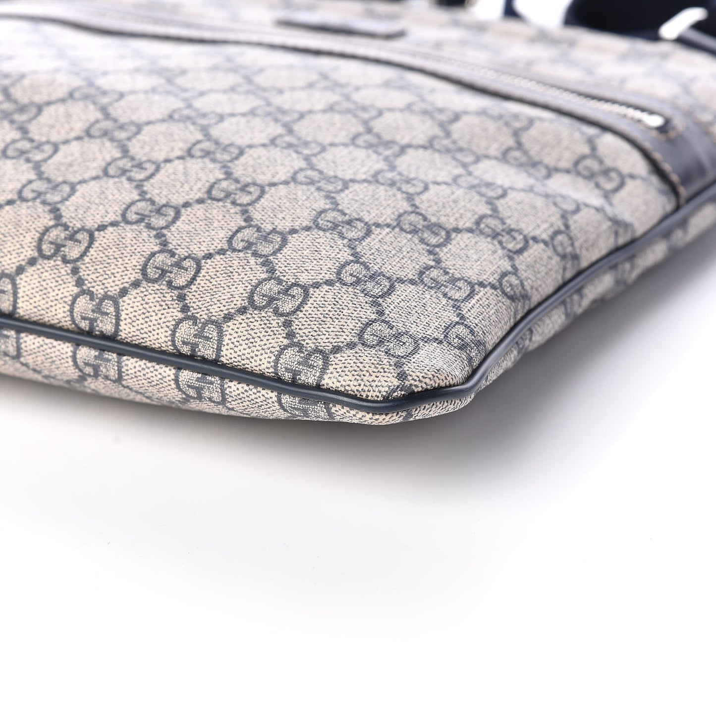 GG Supreme Monogram Small Flat Side Zip Messenger Bag Beige Blue