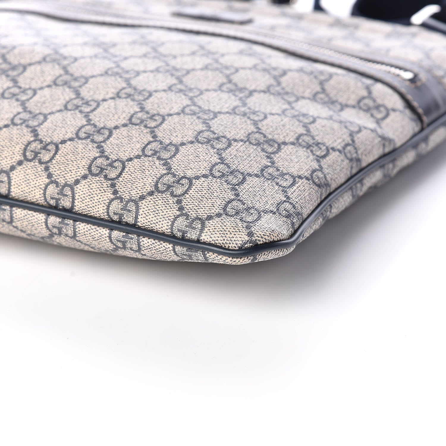 Gucci GG Supreme Monogram Small Flat Side Zip Messenger Bag Beige Blue 11 of 11