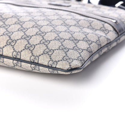 Gucci GG Supreme Monogram Small Flat Side Zip Messenger Bag Beige Blue 11 of 11