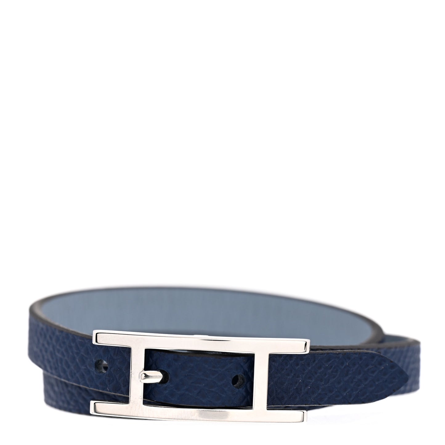 Epsom Swift Behapi Double Tour Bracelet T3 Bleu Lin Bleu Indigo