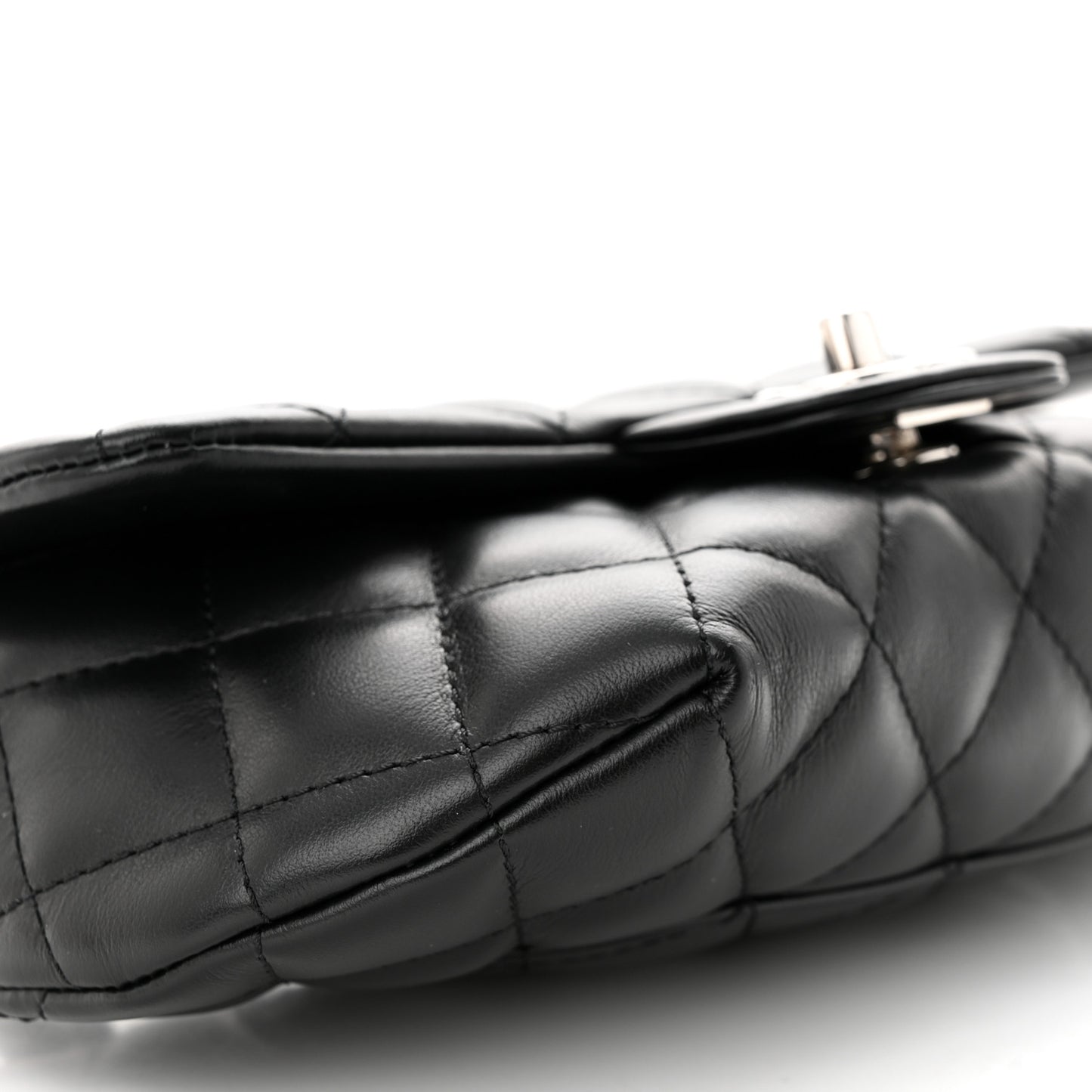 Calfskin Quilted CC Uniform Flap Belt Bag Black