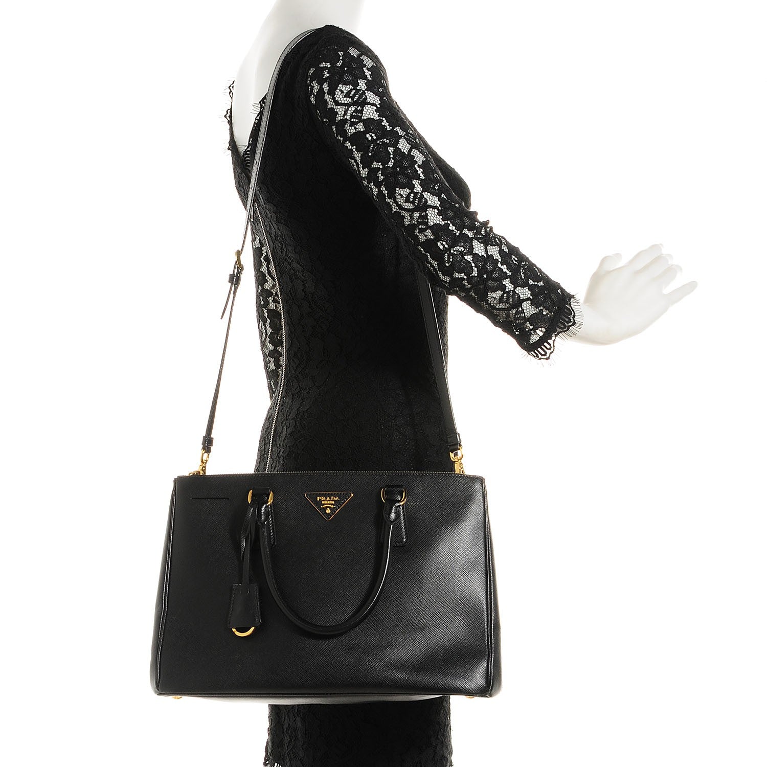 Prada Saffiano Lux Medium Double Zip Tote Nero Black 2 of 10