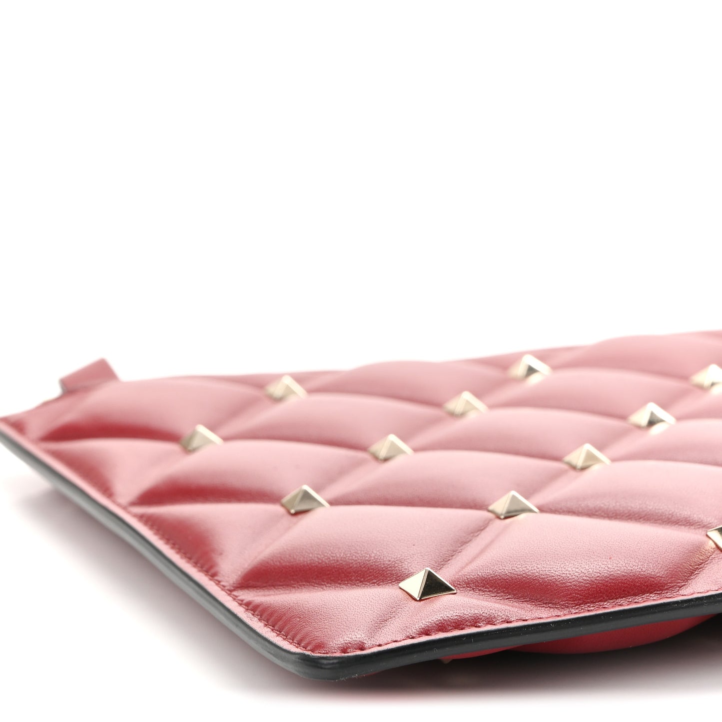 Nappa Large Candystud Flat Zip Pouch Rubino