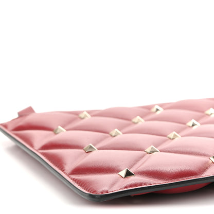Valentino Garavani Nappa Large Candystud Flat Zip Pouch Rubino 8 of 10