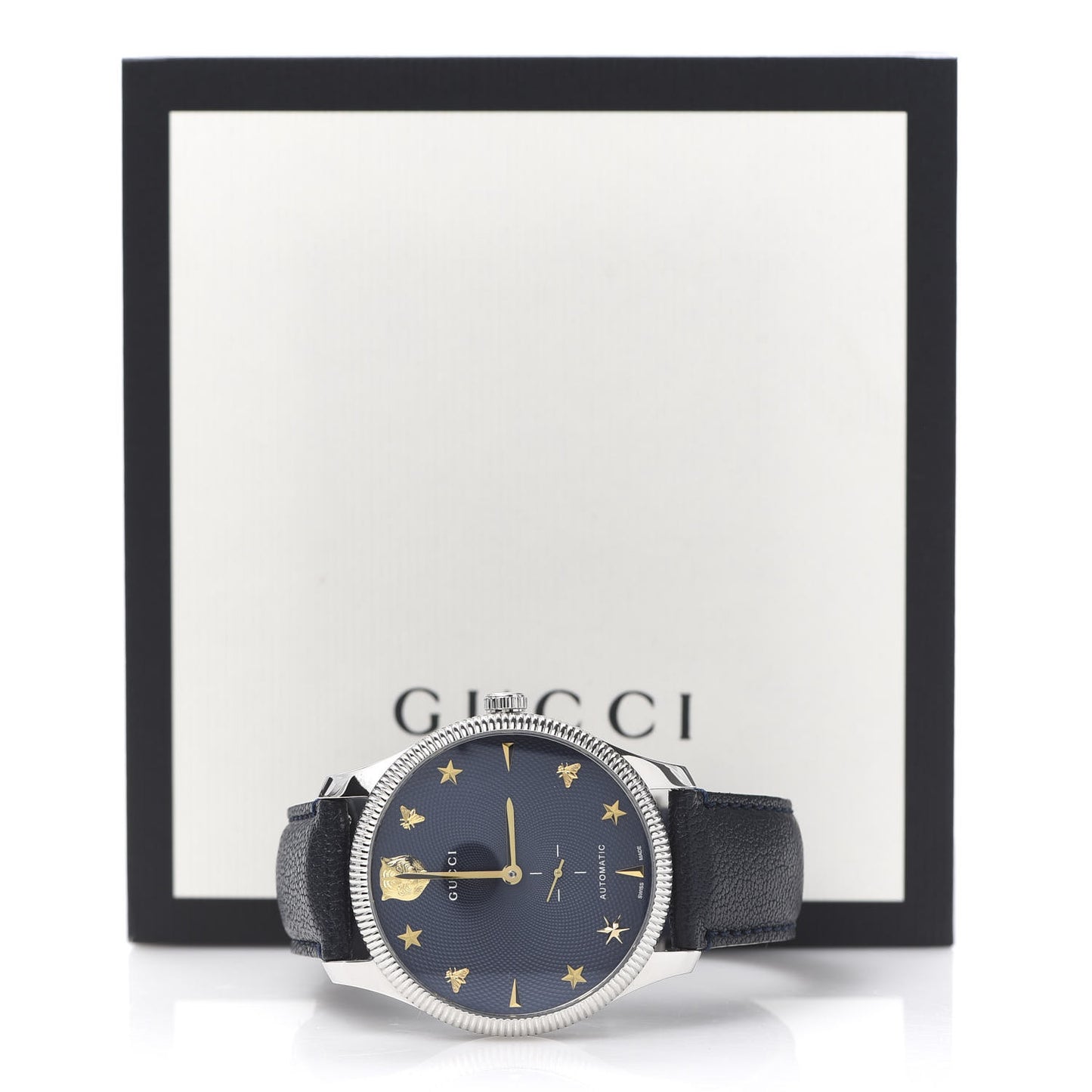 Stainless Steel Calfskin 40mm G-Timeless Tiger Automatic Watch Navy