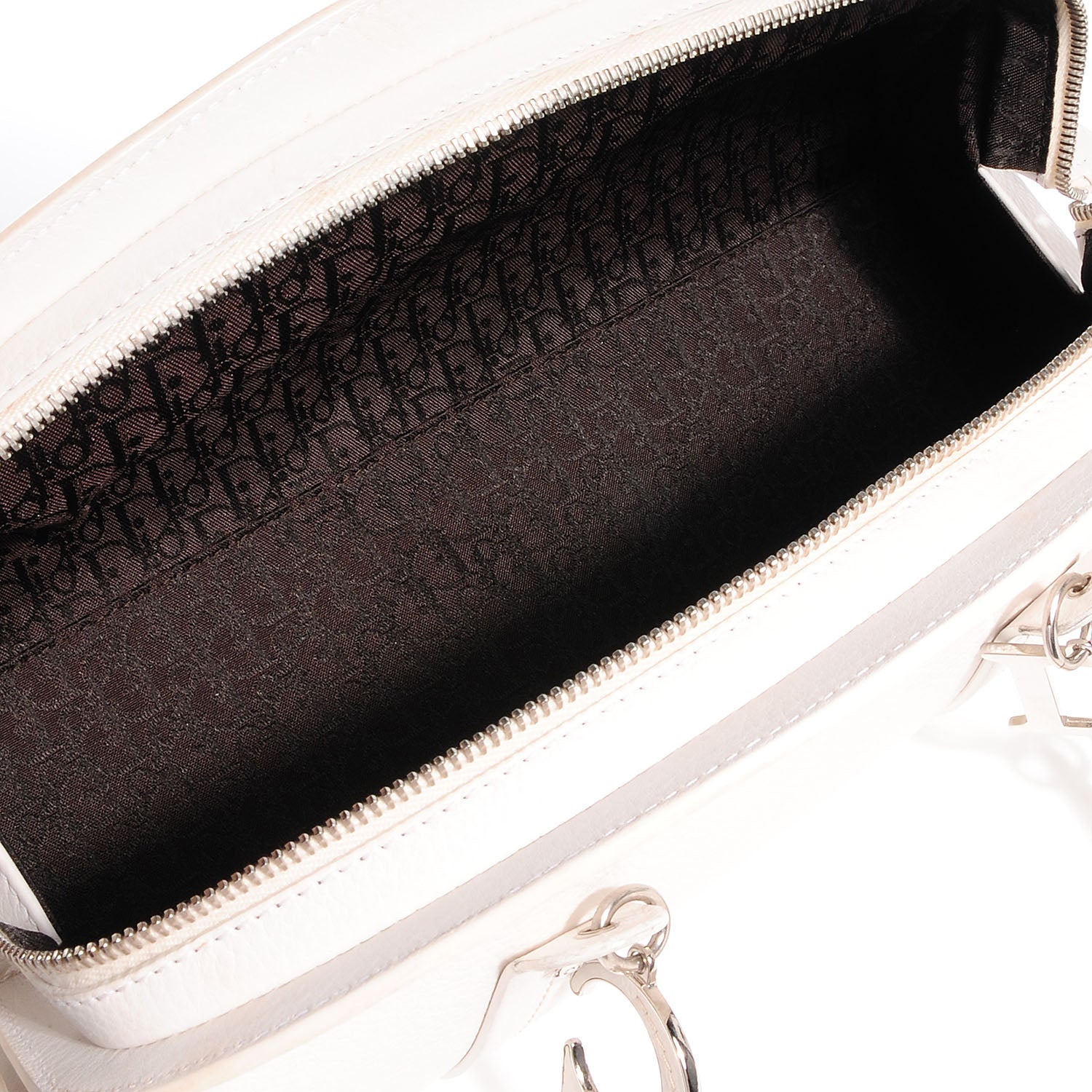 Christian Dior Grained Calfskin Vintage Flowers Frame Satchel White 5 of 7