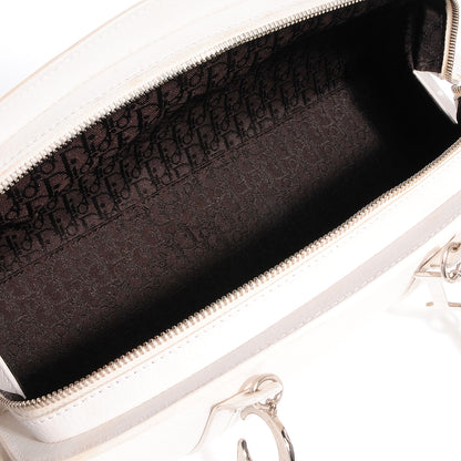 Christian Dior Grained Calfskin Vintage Flowers Frame Satchel White 5 of 7