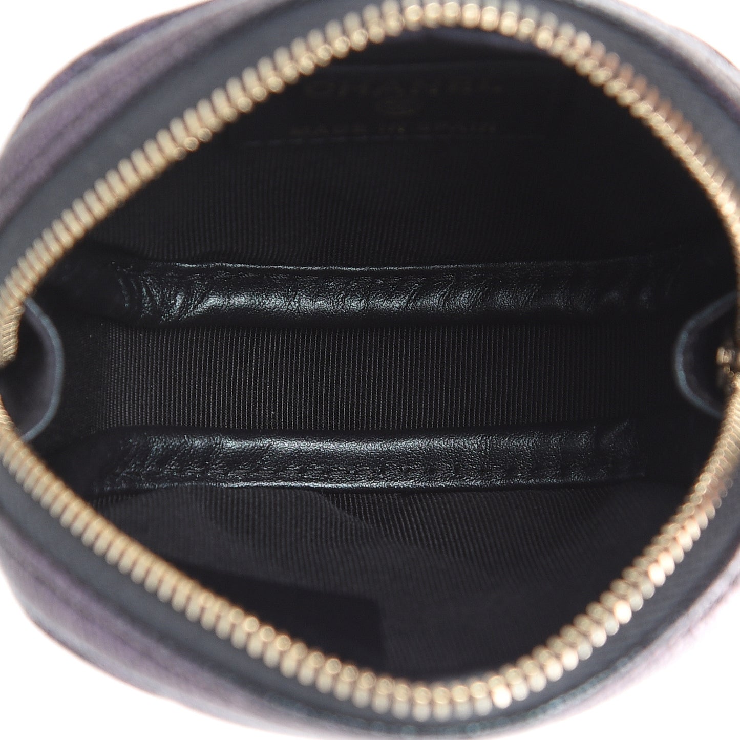 Iridescent Caviar Quilted Zip Around Classic Coin Purse Black