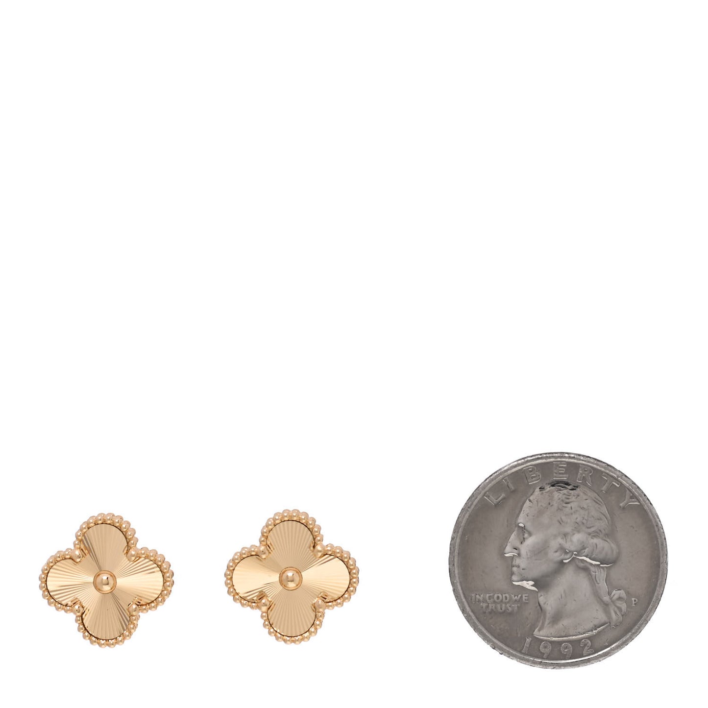 18K Yellow Gold Guilloche Vintage Alhambra Earrings