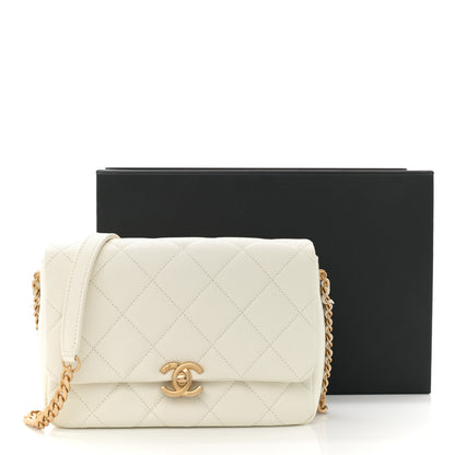 Chanel Shiny Caviar Quilted Small Chain Melody Flap White 11 of 11