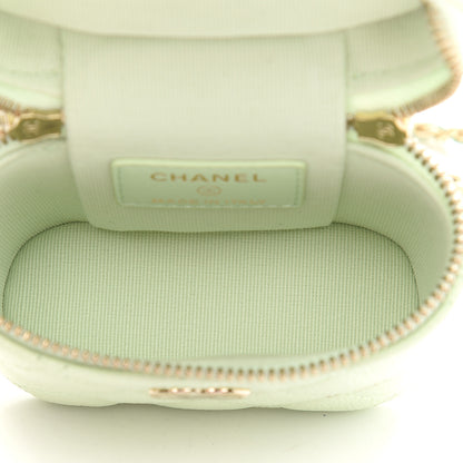 Chanel Caviar Quilted Small Handle With Care Vanity Case With Chain Light Green 7 of 9