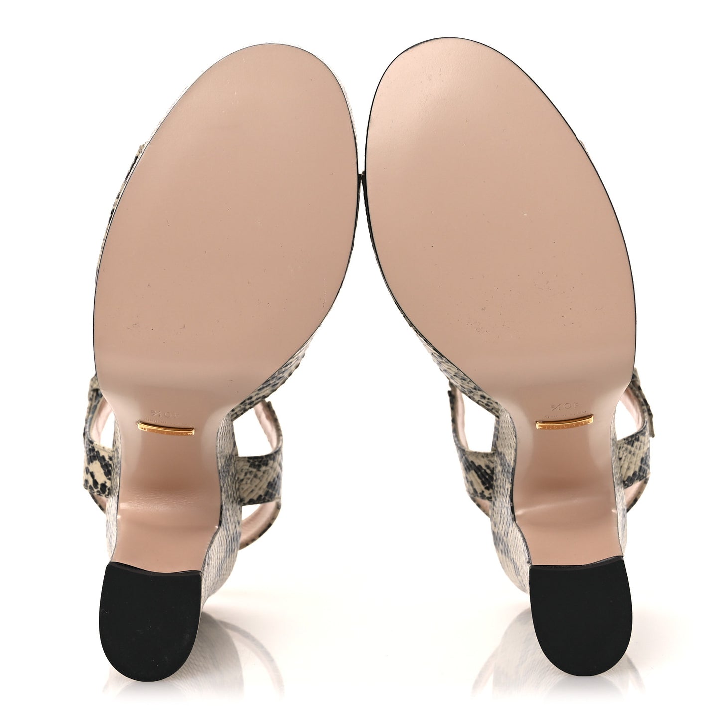 Calfskin Snakeskin Print Horsebit 40/135mm Platform Sandals 40.5 Beige Avana