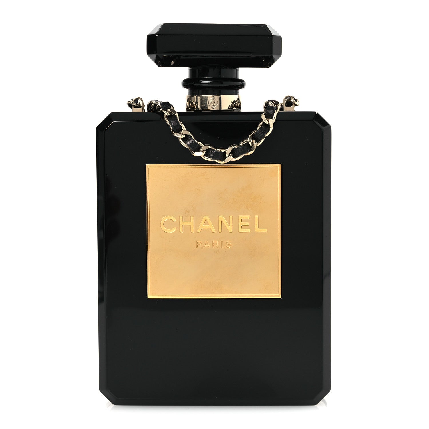 Chanel Plexiglass Perfume Bottle Clutch Black 1 of 16
