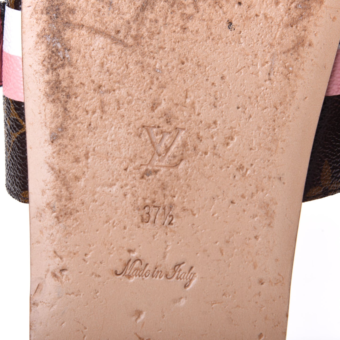 Patent Monogram Bom Dia Flat Mule 37.5 Rose White