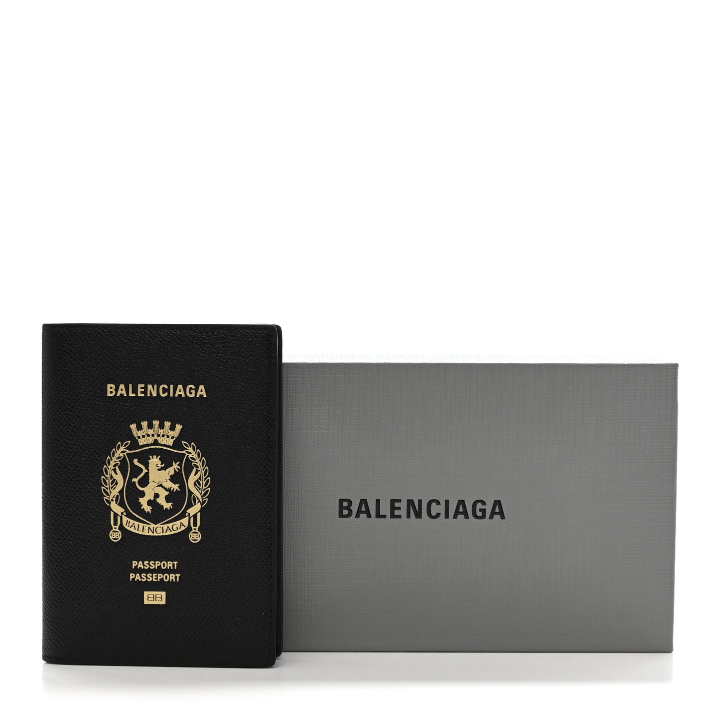 Textured Calfskin Passport Holder Black