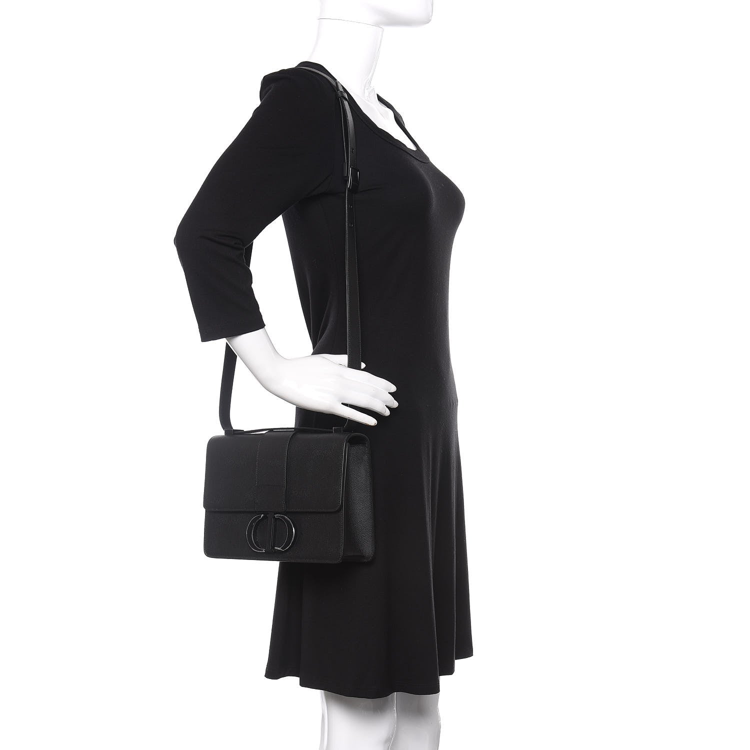 Christian Dior Ultra Matte Grained Calfskin 30 Montaigne Flap Bag Black 2 of 10