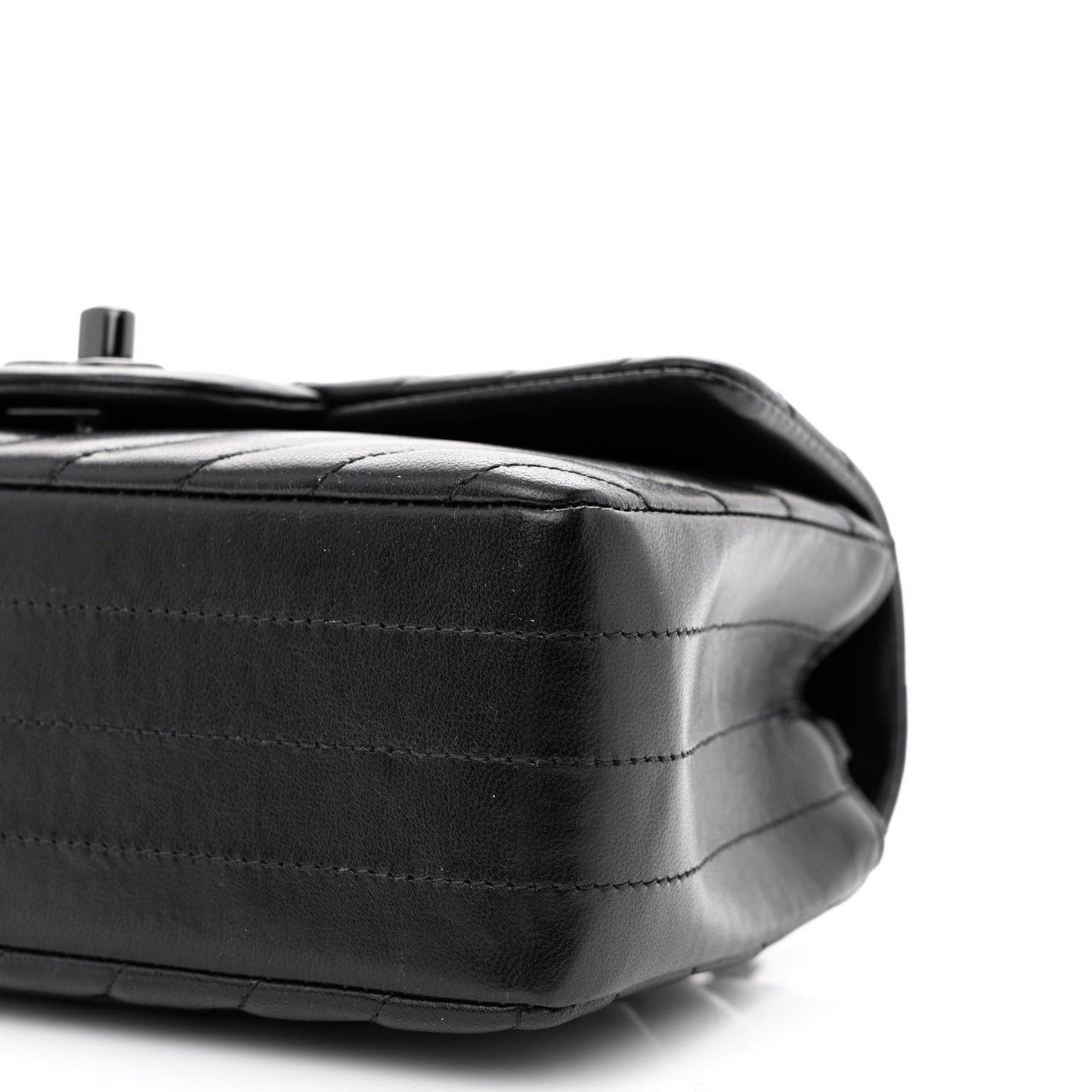 Lambskin Chevron Quilted Mini Rectangular Flap So Black