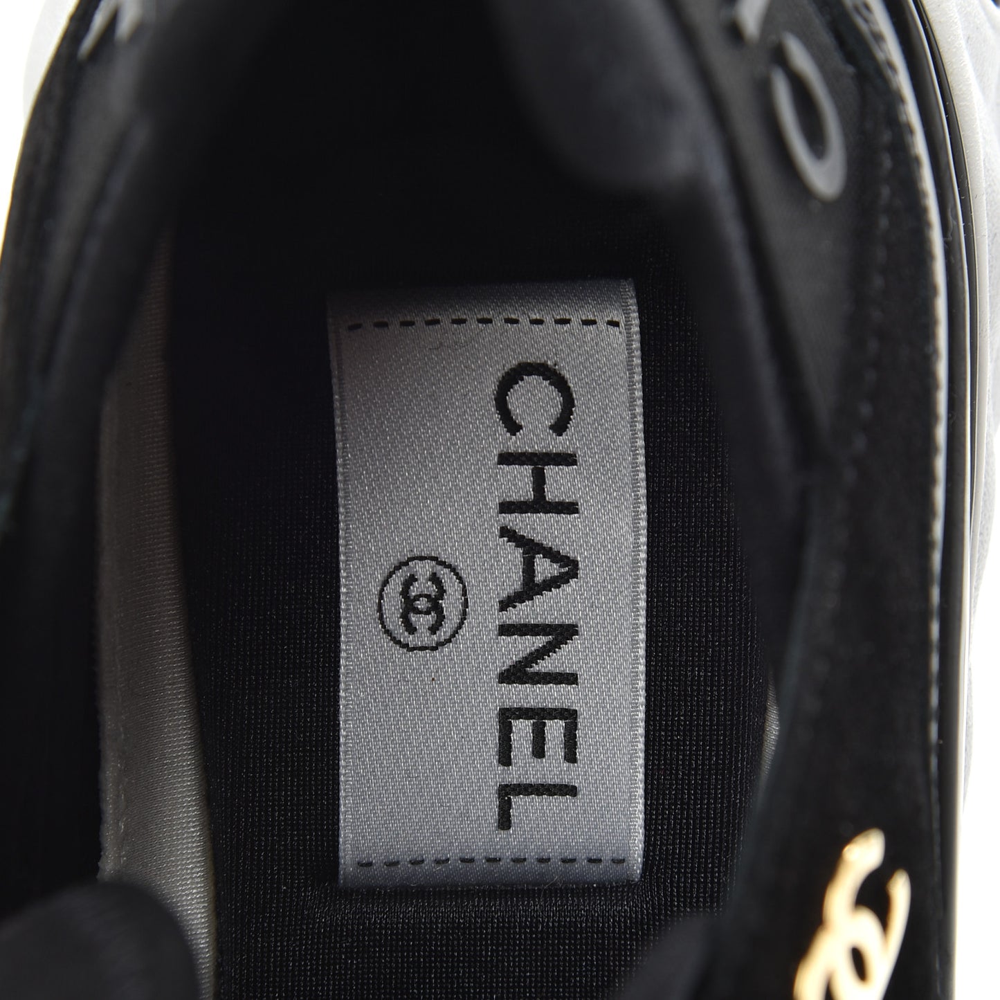 Fabric Calfskin Suede CC Sneakers 37.5 Black