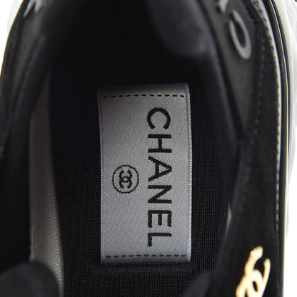Chanel Fabric Calfskin Suede CC Sneakers 37.5 Black 5 of 7