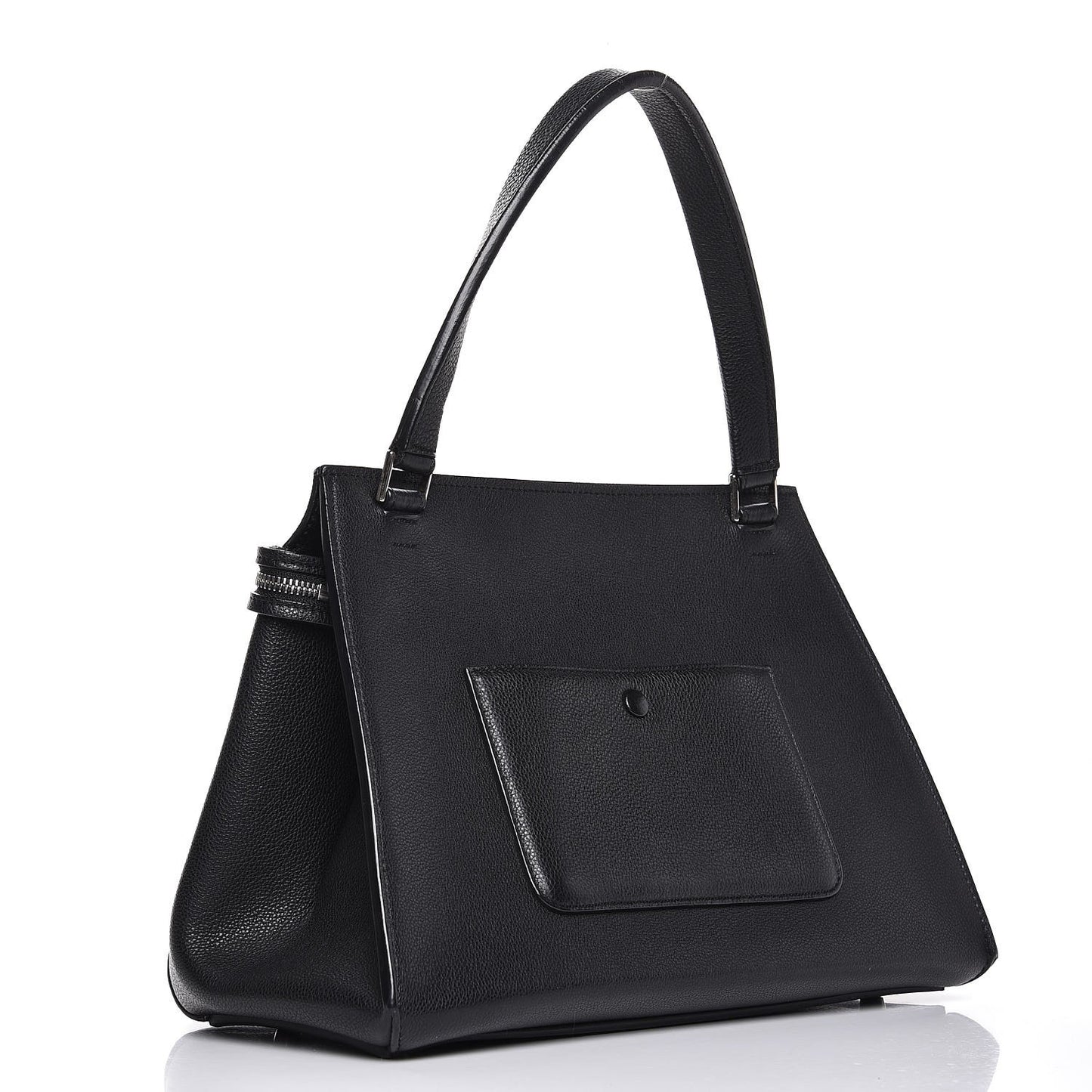 Drummed Calfskin Small Edge Shoulder Bag Black