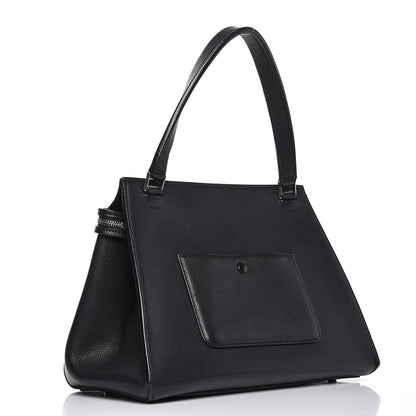 Celine Drummed Calfskin Small Edge Shoulder Bag Black 3 of 10