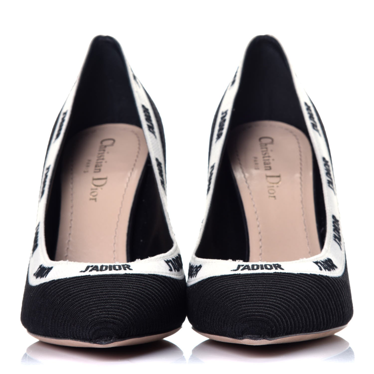 Christian Dior Technical Canvas Ribbon Embroidered J'Adior 100mm Pumps 39 Black 2 of 9
