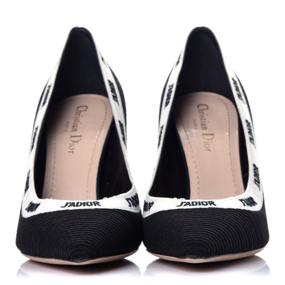 Christian Dior Technical Canvas Ribbon Embroidered J'Adior 100mm Pumps 39 Black 2 of 9
