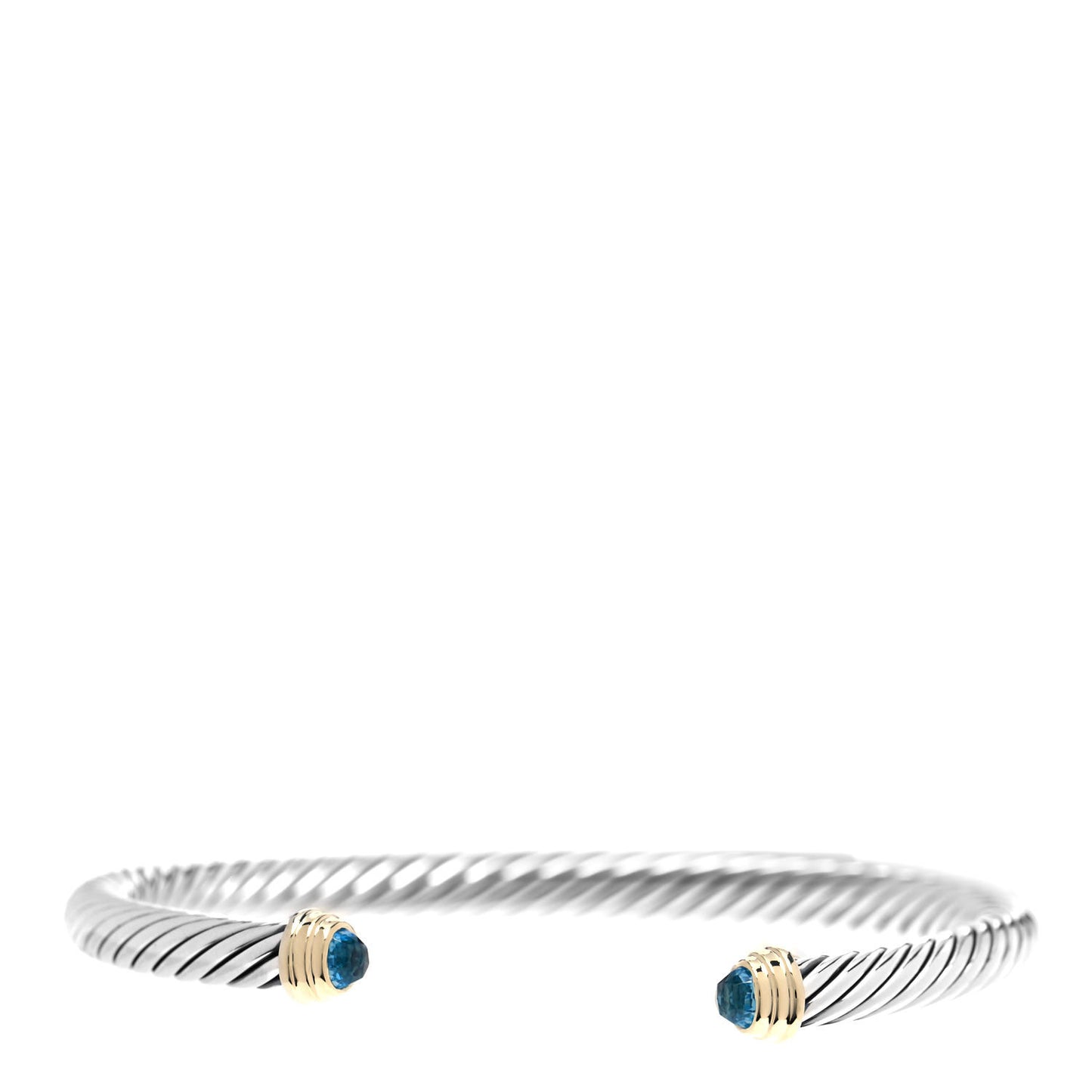 Sterling Silver 14K Yellow Gold Blue Topaz 5mm Cable Classics Petite Color Bracelet