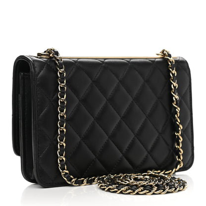 Chanel Lambskin Quilted Trendy CC Wallet On Chain WOC Black 3 of 12