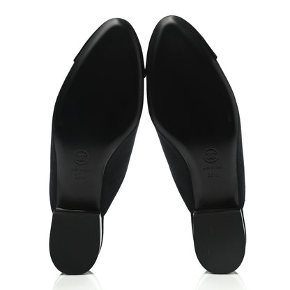 Chanel Fabric Velvet Cap Toe Mules 39.5 Black 5 of 8