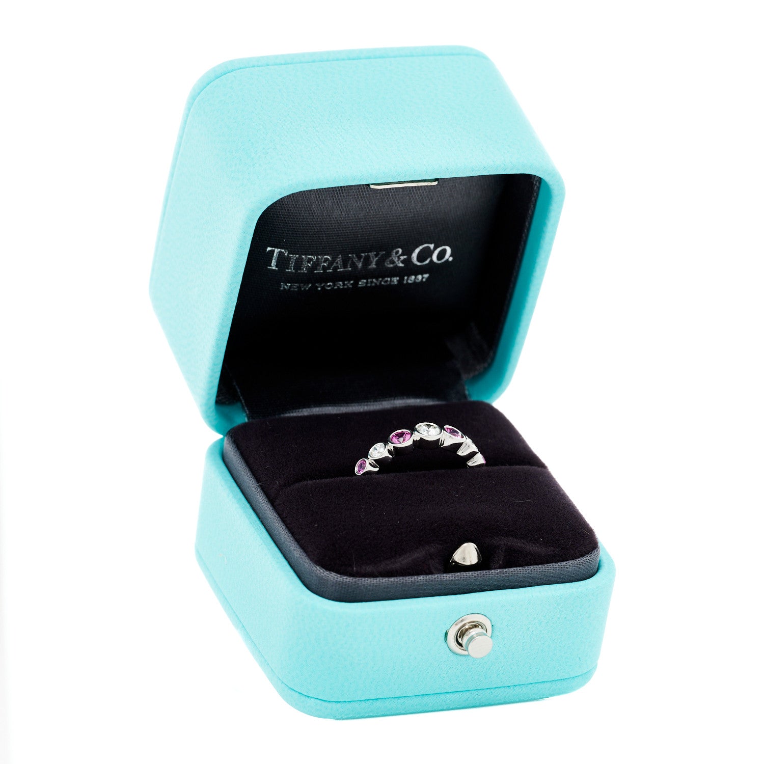 Tiffany Platinum Diamond Pink Sapphire Jazz Ring 50 5.5 6 of 6