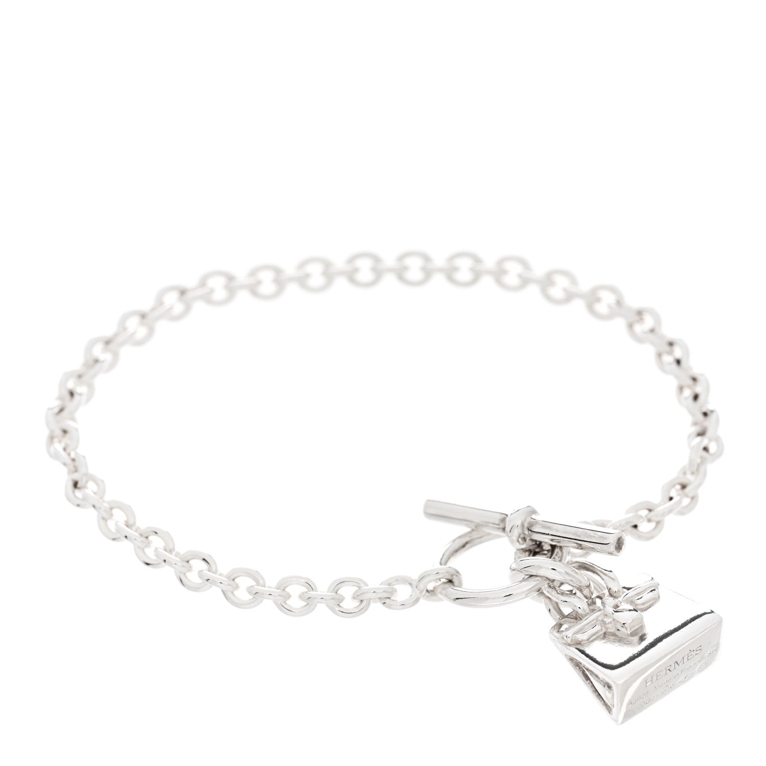 Hermes Sterling Silver TPM Birkin Amulette Bracelet SH 1 of 4