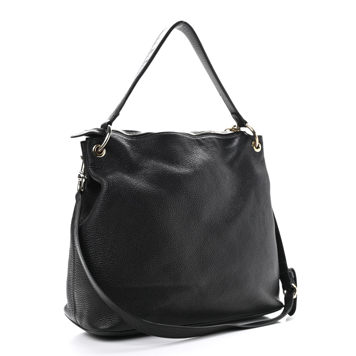 Pebbled Calfskin Large Soho Hobo Black