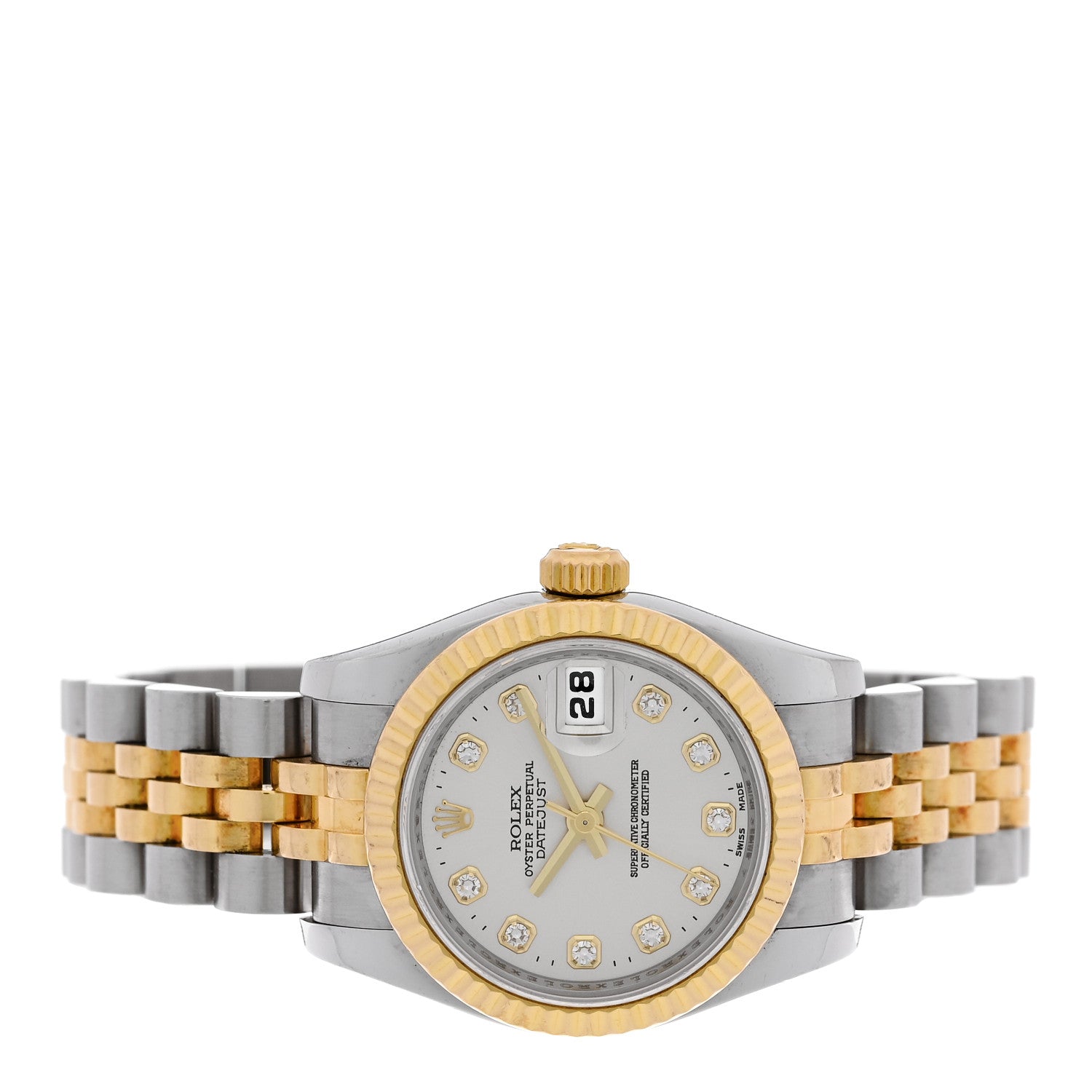Rolex Stainless Steel 18K Yellow Gold Diamond 26mm Oyster Perpetual Datejust Watch Silver 179173 2 of 4