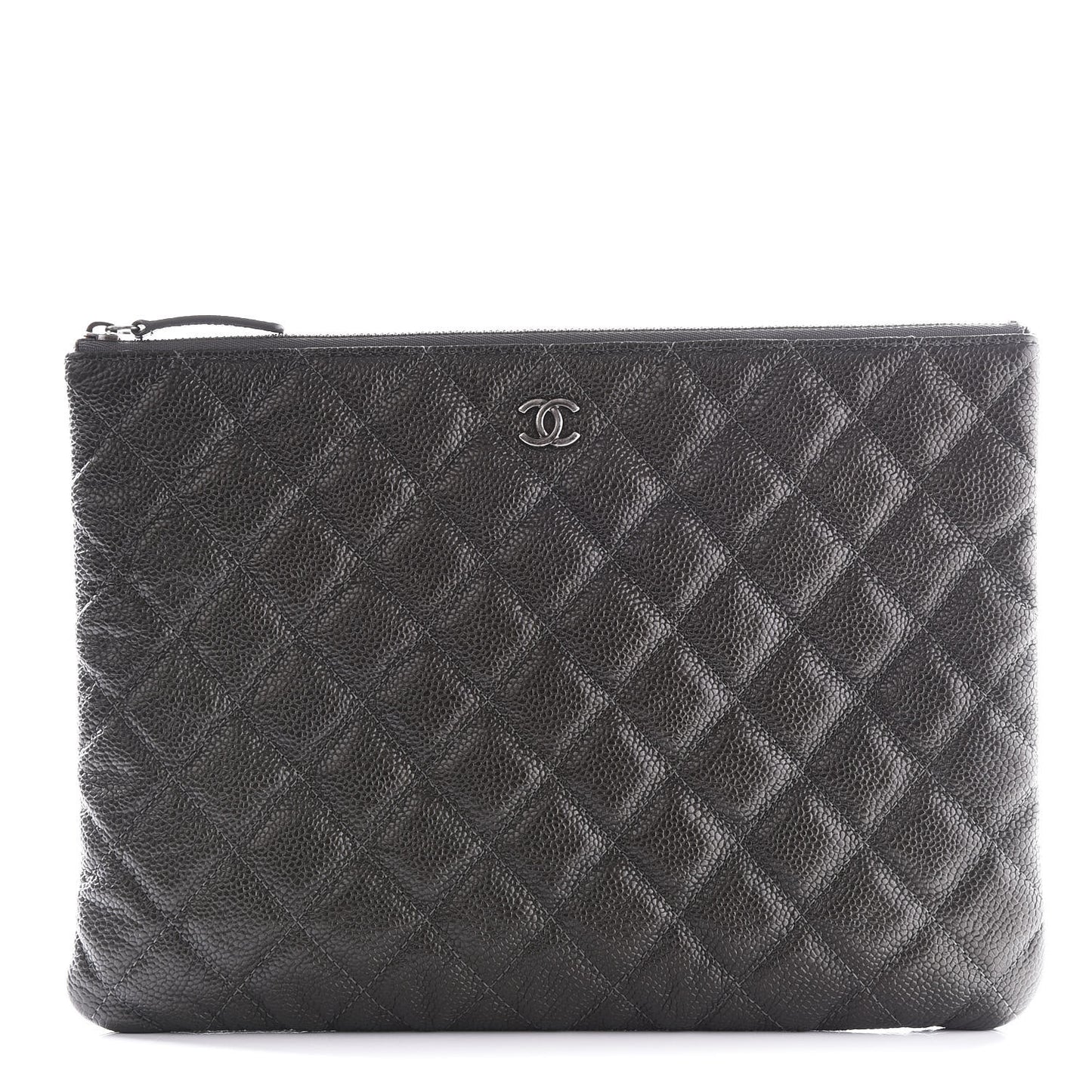 Caviar Quilted Medium Cosmetic Case Charcoal