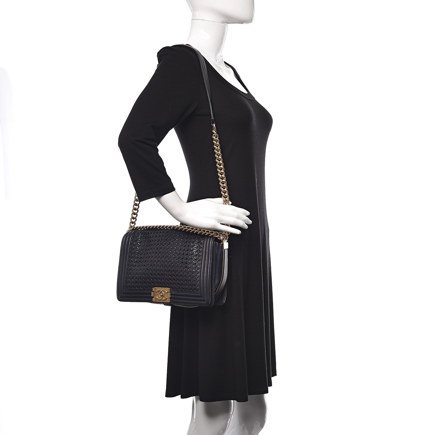 Chanel Braided Sheepskin New Medium Boy Flap Navy 2 of 13