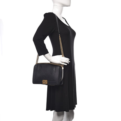 Chanel Braided Sheepskin New Medium Boy Flap Navy 2 of 13