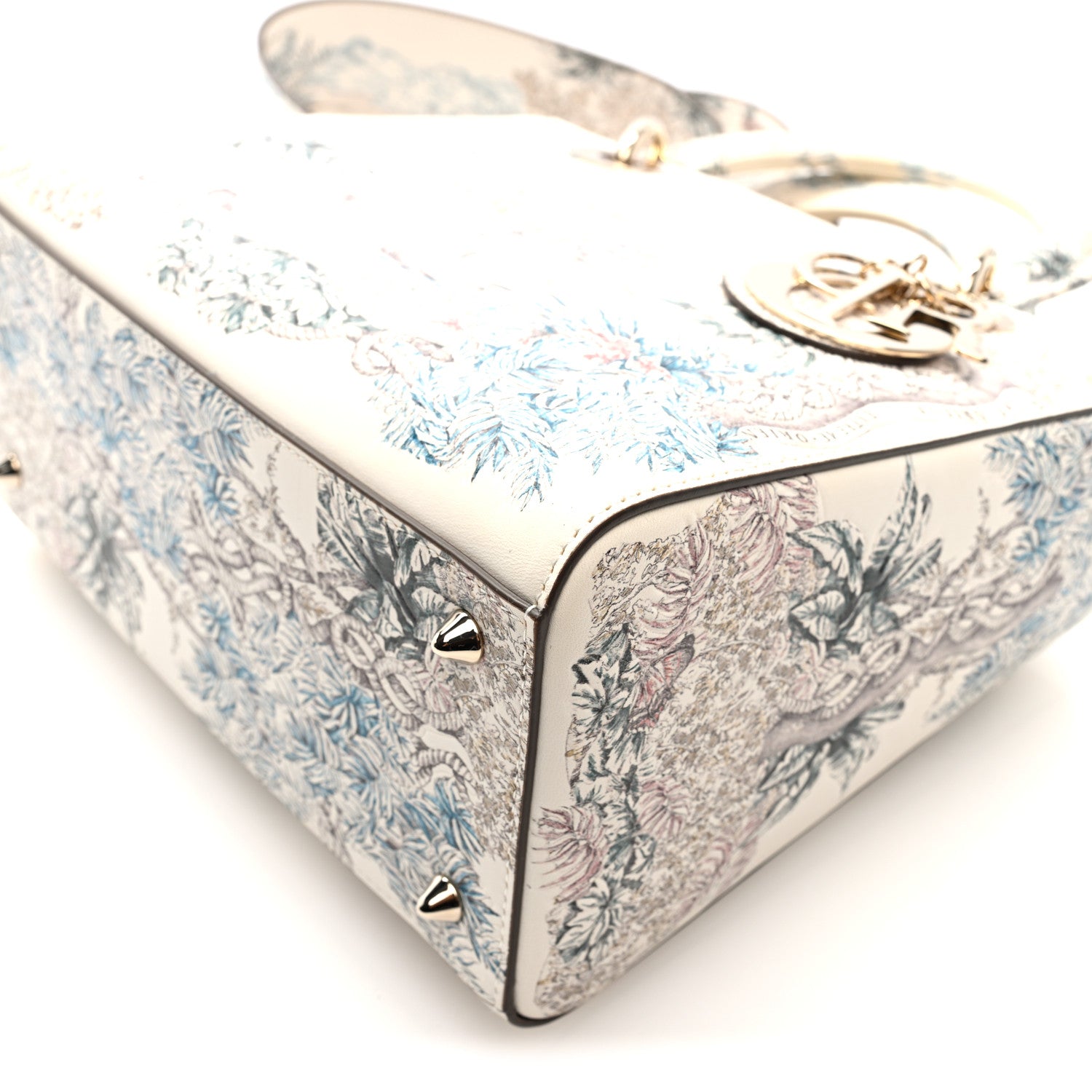 Christian Dior Calfskin Reve d'Infini Print Medium Lady Dior White Multicolor 9 of 9