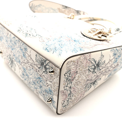 Christian Dior Calfskin Reve d'Infini Print Medium Lady Dior White Multicolor 9 of 9