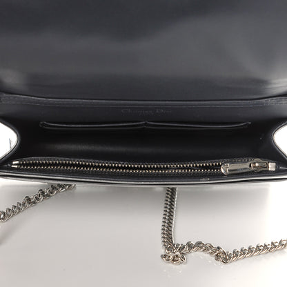 Christian Dior Metallic Patent Micro-Cannage Diorama Wallet on Chain Pouch Silver 5 of 9