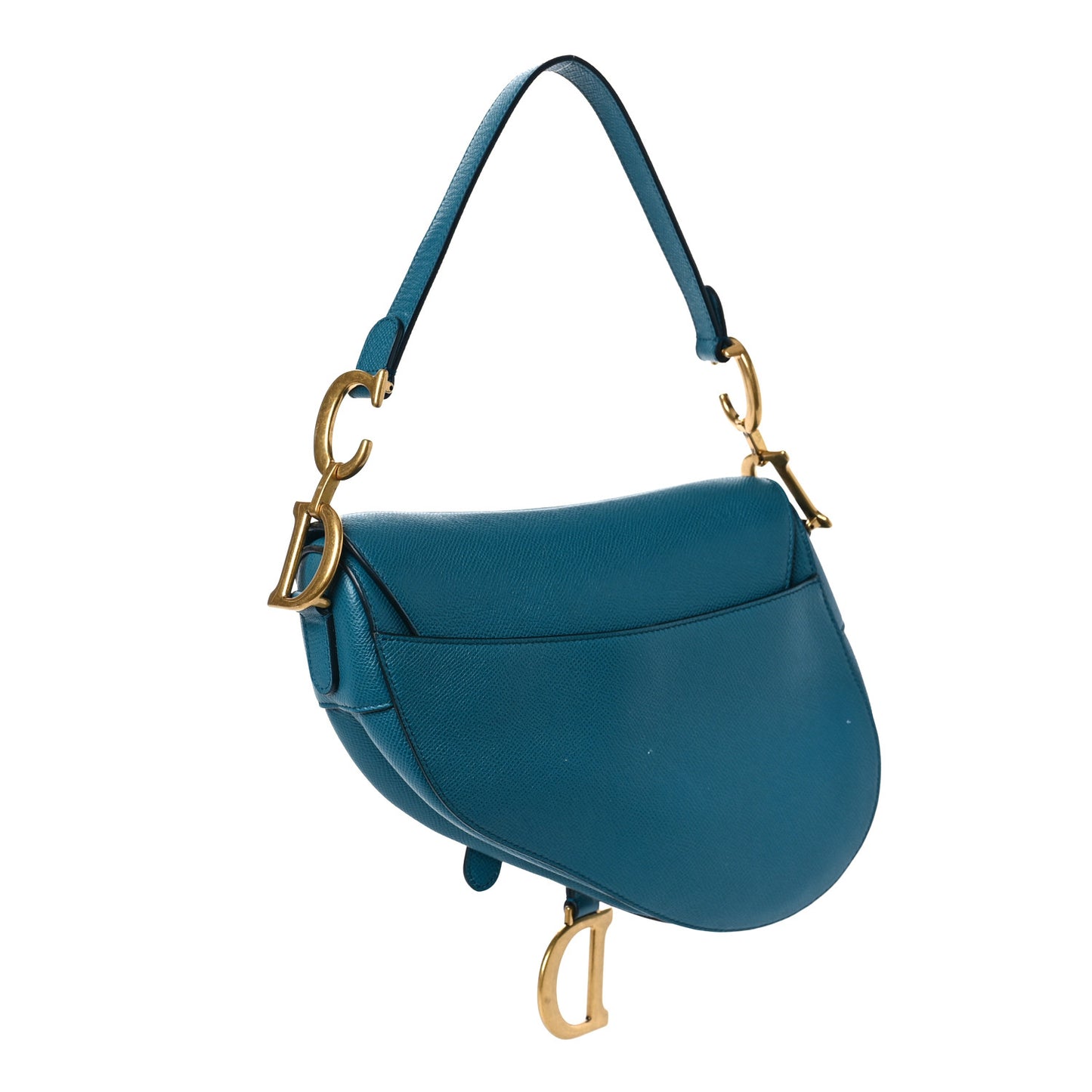 Grained Calfskin Saddle Bag Steel Blue