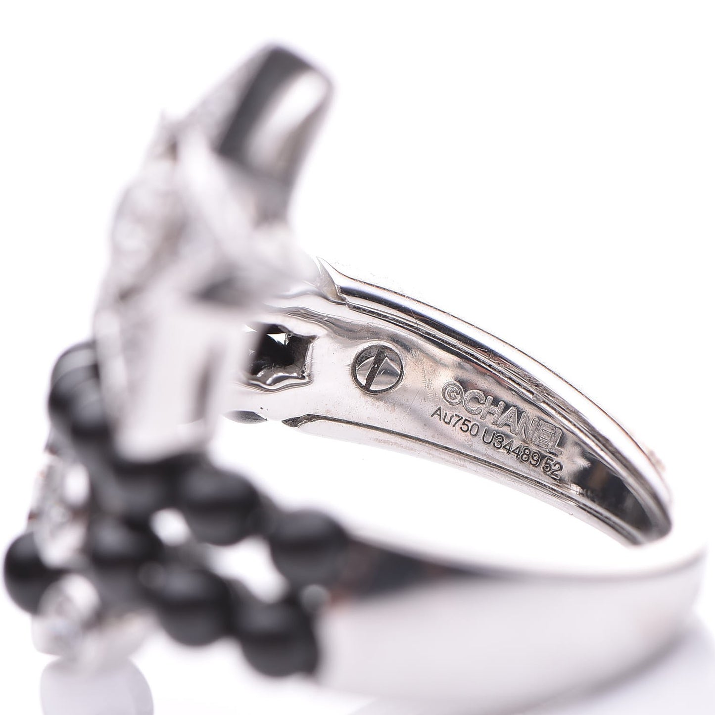 18K White Gold Diamond Black Spinel Comete Ring 52 6