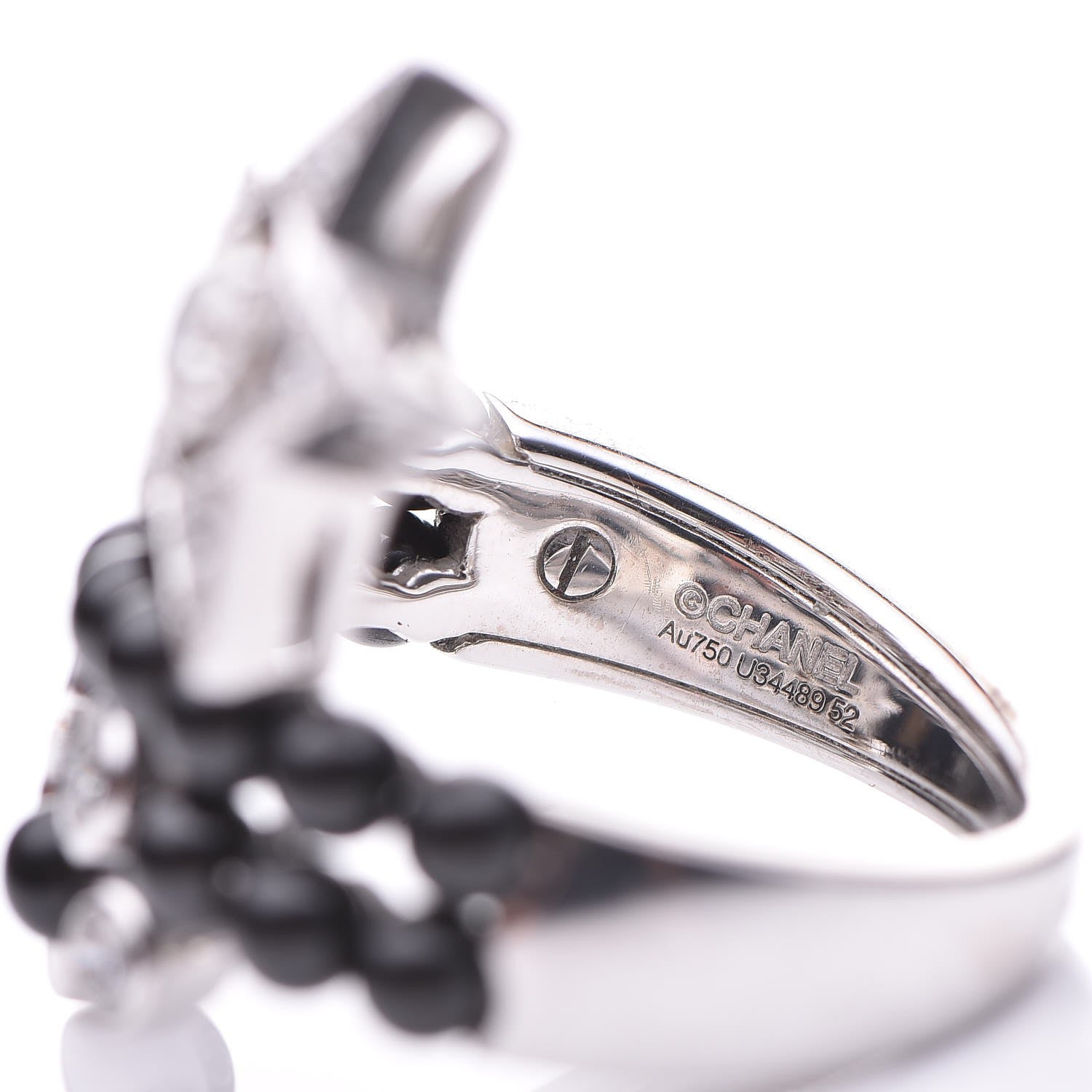 Chanel 18K White Gold Diamond Black Spinel Comete Ring 52 6 7 of 8