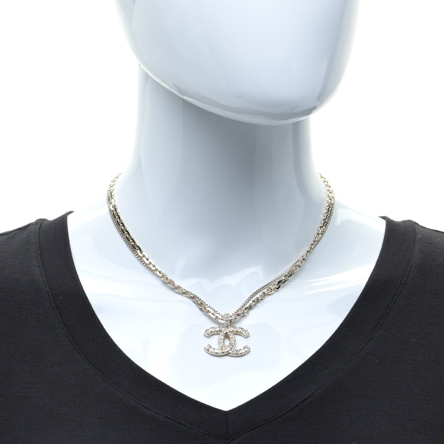 Crystal CC Multi Strand Chain Necklace Gold